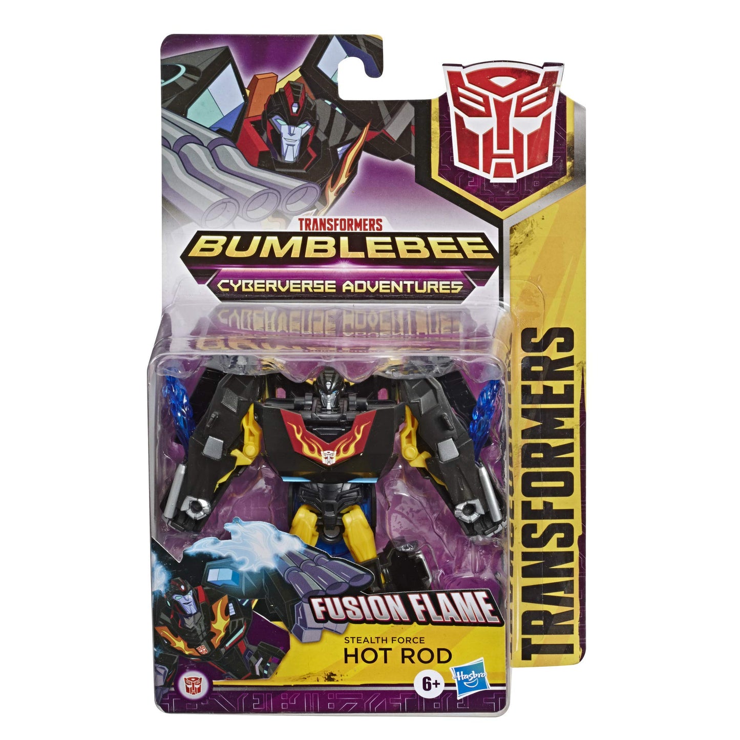 Transformers Bumblebee Cyberverse Adventures Action Attackers Warrior Class Stealth Force Hot Rod Action Figure, Fusion Flame Move, 5.4-inch