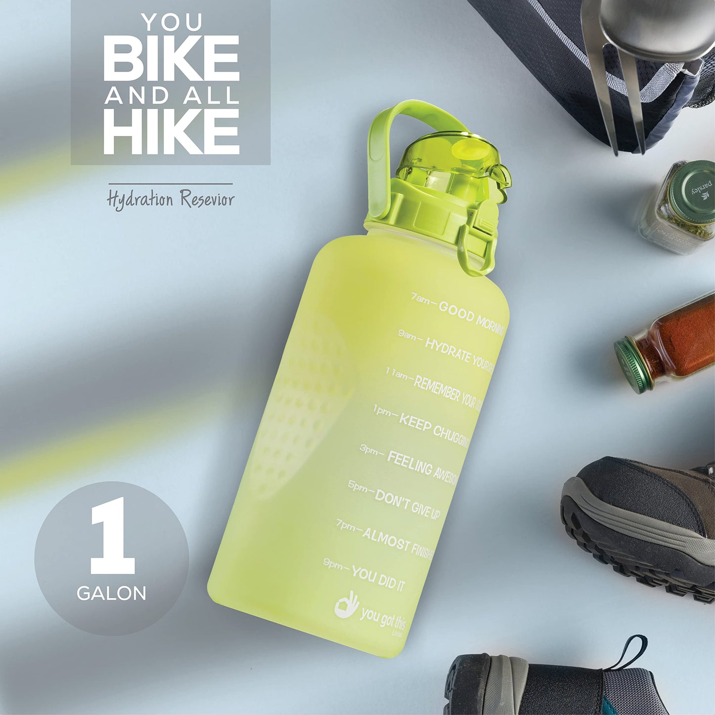 YOU GOT THIS LIVING Motivational Water Bottle with Straw & Handle,One Gallon Water Bottle 128 oz/3.8L,Reusable Water Jug, Achieve All-Day Hydration