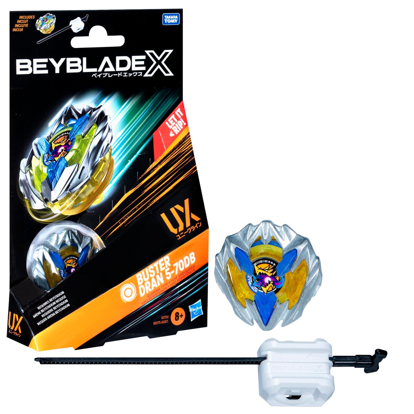 Beyblade X Buster Dran 5-70DB UX Starter Pack Set with Stamina Type Top and Launcher; Authentic Takara Tomy Battle Tops Games/Toys for Boys and Girls…