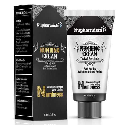 Numbing Cream Maximum Strength: Long Lasting Extra Relief with Menthol Arnica and Emu Oil for Hemorrhoids and Other Minor Anorectal Irritations 60ml Beauty and Personal Care Nupharmco Default Title