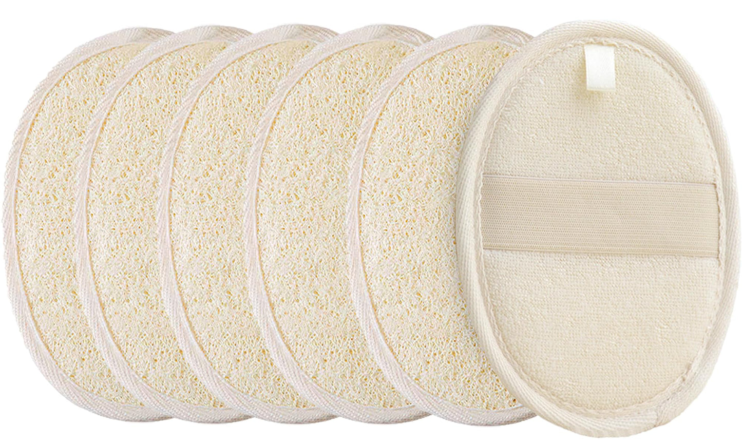 [Pack of 6] Loofah Sponge Pads Natural Organic Bath Luffa Sponges Pads Natural Bath Shower Loofah Body Scrubber Sponges for Exfoliating Your Skin