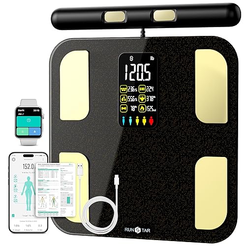 Scale for Body Weight, RunSTAR 8 Electrodes High Accurate Rechargeable Composition Analyzer with BMR Index Body Fat Digital Scale Composition Muscle…