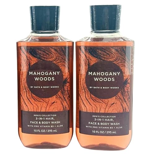 Bath & Body Works 2 in 1 Hair & Body Wash For Men Mahogany Woods (Pack of 2)