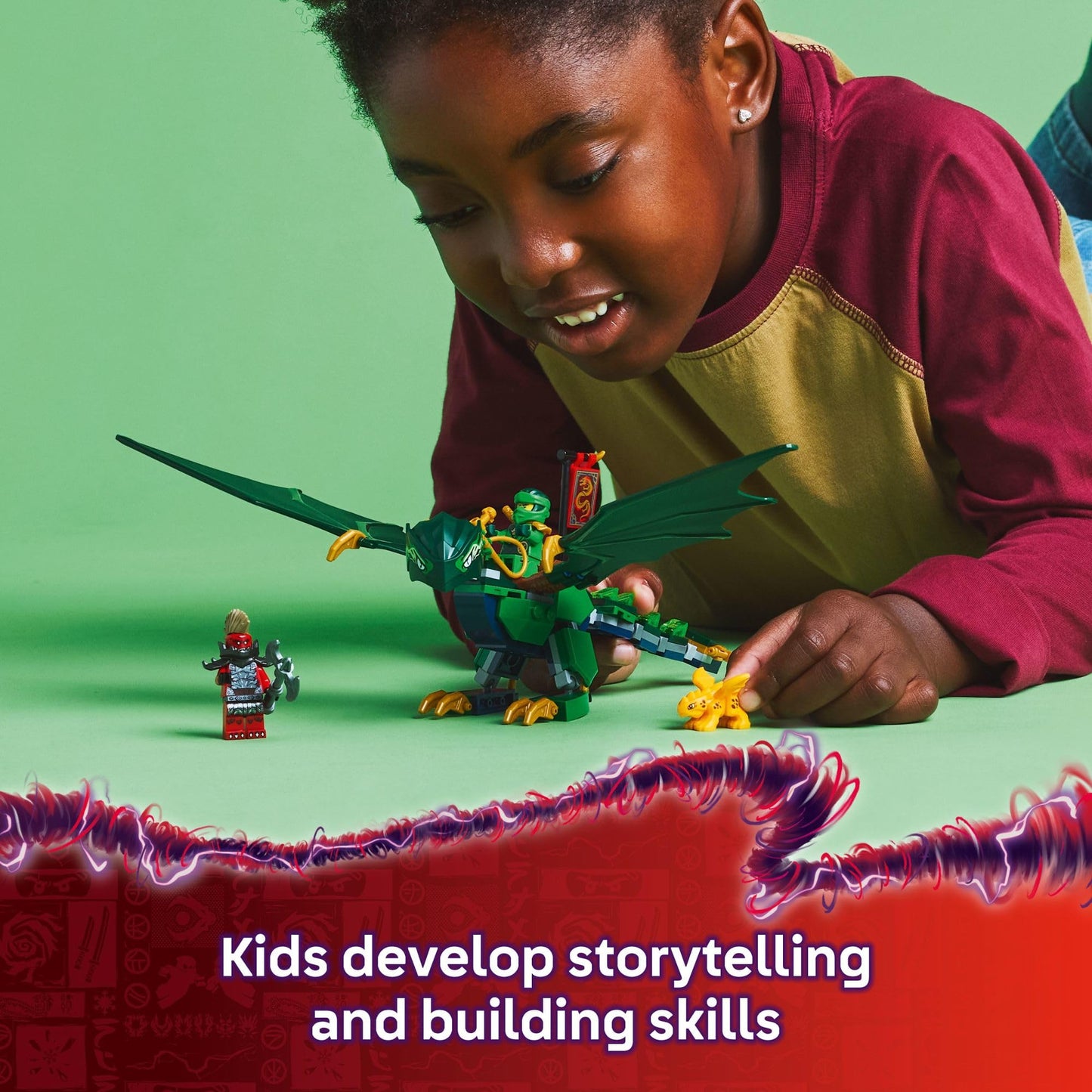 LEGO NINJAGO Lloyd's Green Forest Dragon Toy 71829, Buildable Dragon Figure with 2 Minifigures, Pretend Play Gift for Kids Ages 6+