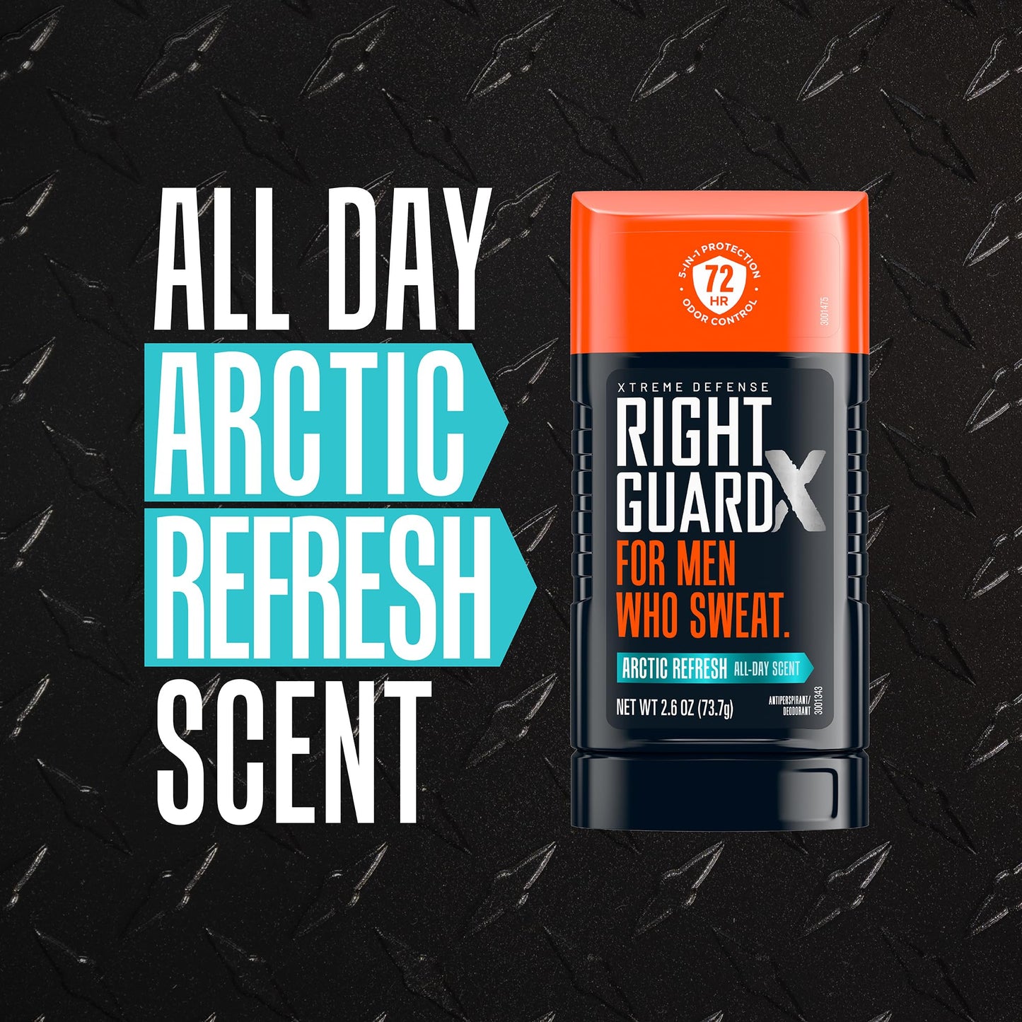 Right Guard Xtreme Defense Invisible Solid, Antiperspirant Deodorant, Arctic Refresh Scent - 5-in-1 Deodorant for Men, 72-Hour Odor Control, 2.6 oz (4 Pack)