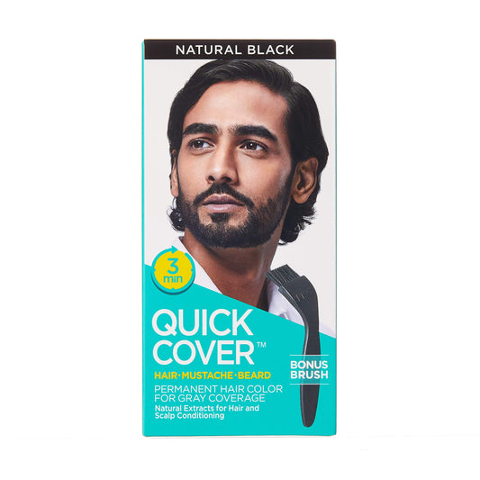 KISS Quick Cover for Men Permanent Hair Color Mustache Beard QMC (Natural Black)