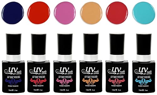 UV-NAILS Gel nail polish cure with UV or LED nail lamp gel polish for nails Set of 6 (FIJI) Beauty & Personal Care UV-NAILS