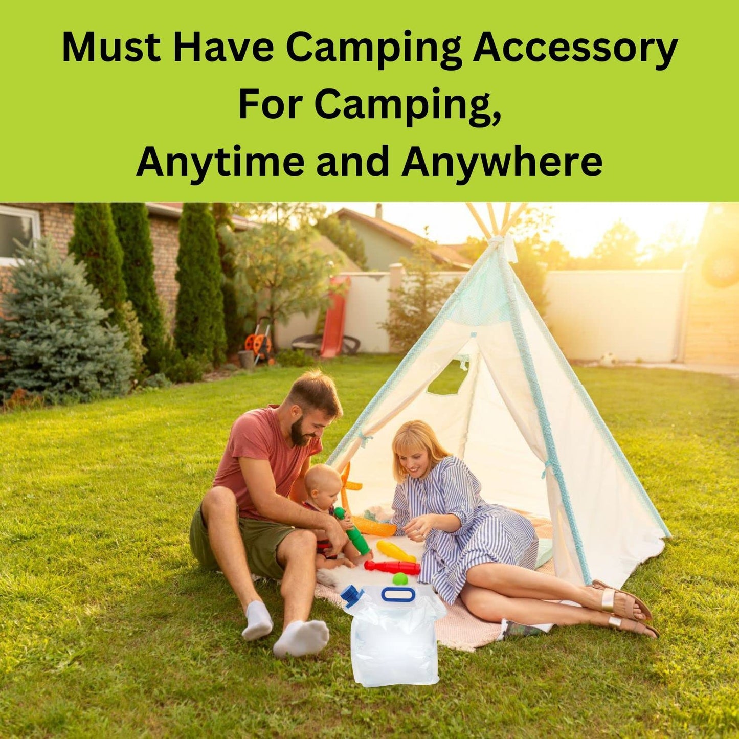 Camping Water Container - 2 Gallon Collapsible Water Jug, Perfect for Home, Travel, Survival - Portable