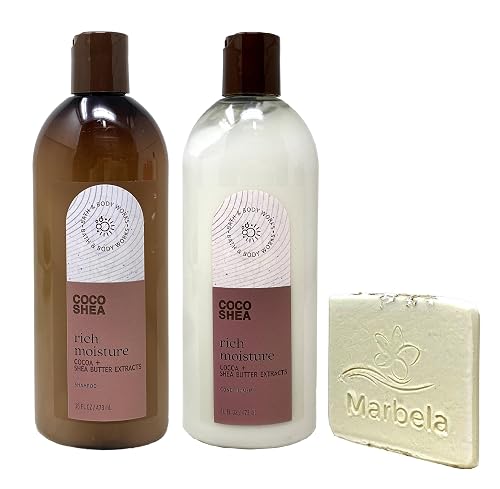 Bath & Body Works Coco Shea Rich Moisture Shampoo and Conditioner Bundle with a Natural Oats Sample Soap