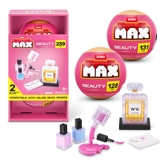 MAX Build More Premium Beauty Collection 2 Pack (Perfume & Nail Polishes) by ZURU - Novelty Unboxing Toy & Building Brick Collectible Minis with 259 Beauty & Personal Care MAX