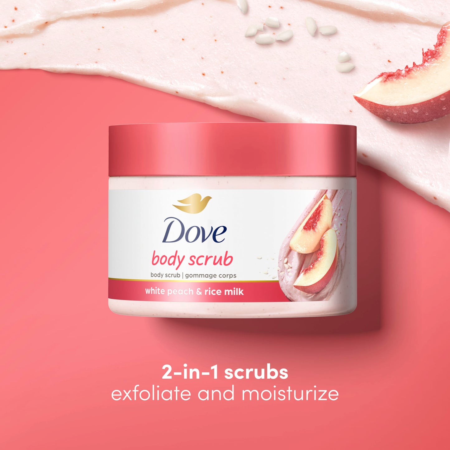Dove Body Scrub White Peach & Crushed Rice 3 Count for Visibly Silky-Smooth, Nourished Skin, with ¼ Moisturizing Cream, 10.5 oz Beauty & Personal Care Dove