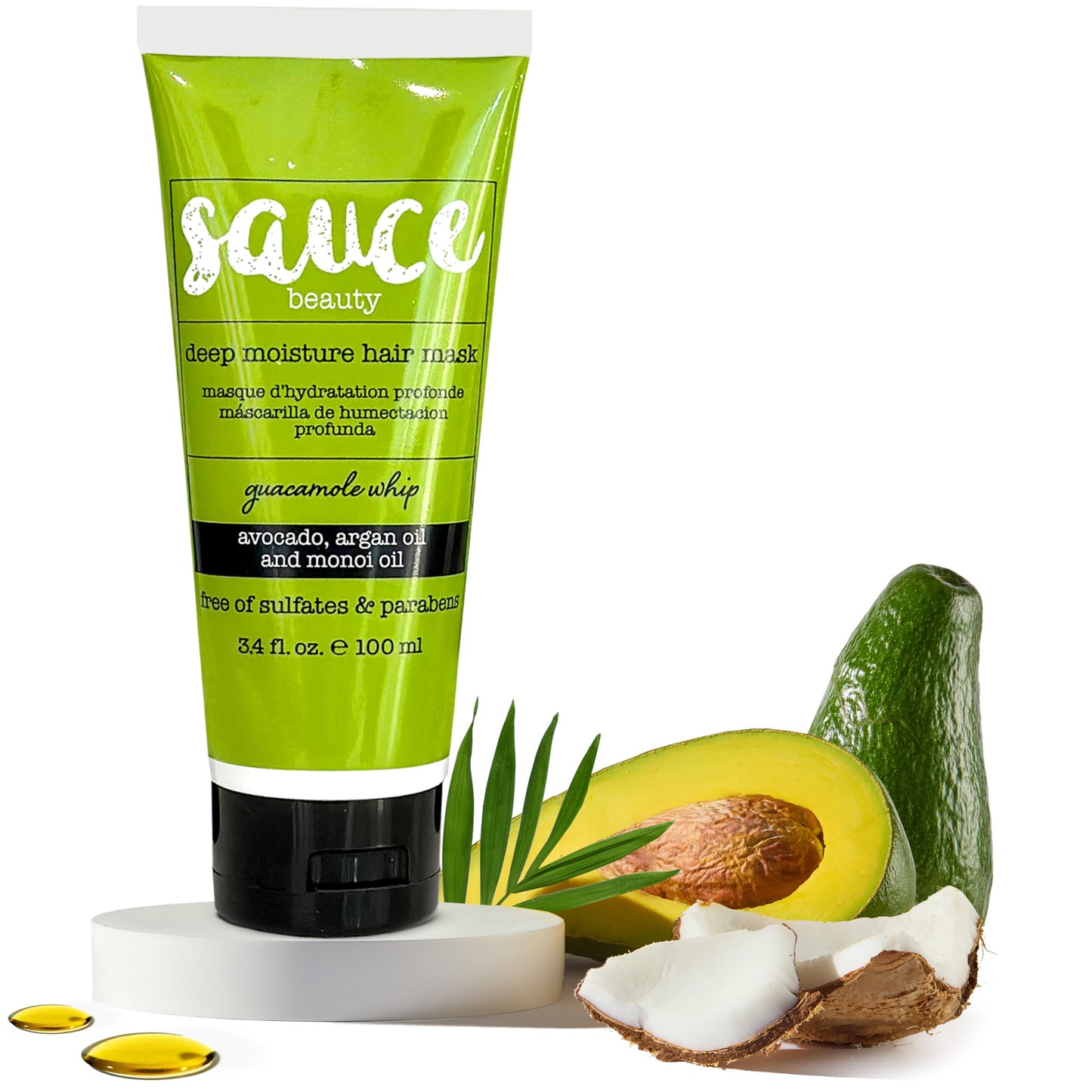 SAUCE Deep Conditioning Hair Mask for Dry Damaged Hair, Guacamole Whip (3.4 Fl Oz) Frizz Control with Avocado, Jarrah Honey, Monoi & Argan Oil, All Beauty and Personal Care SAUCE BEAUTY