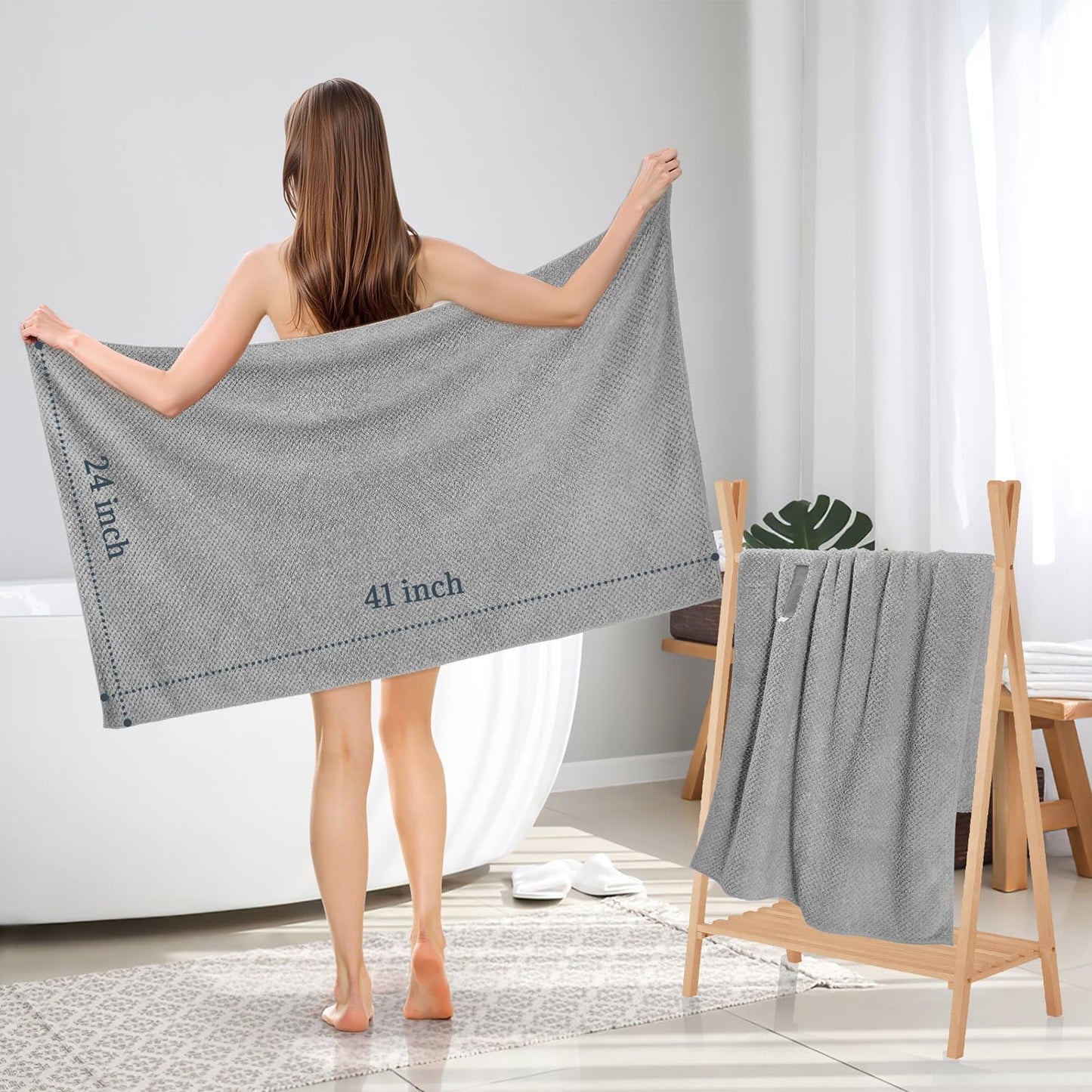 BEoffer 2 Pack Microfiber Hair Towel - 41 x 24 inches Super Soft, Absorbent, Fast Drying Without Frizz Hair Towel Wrap for Women Long, Thick, Curly Beauty and Personal Care BEoffer