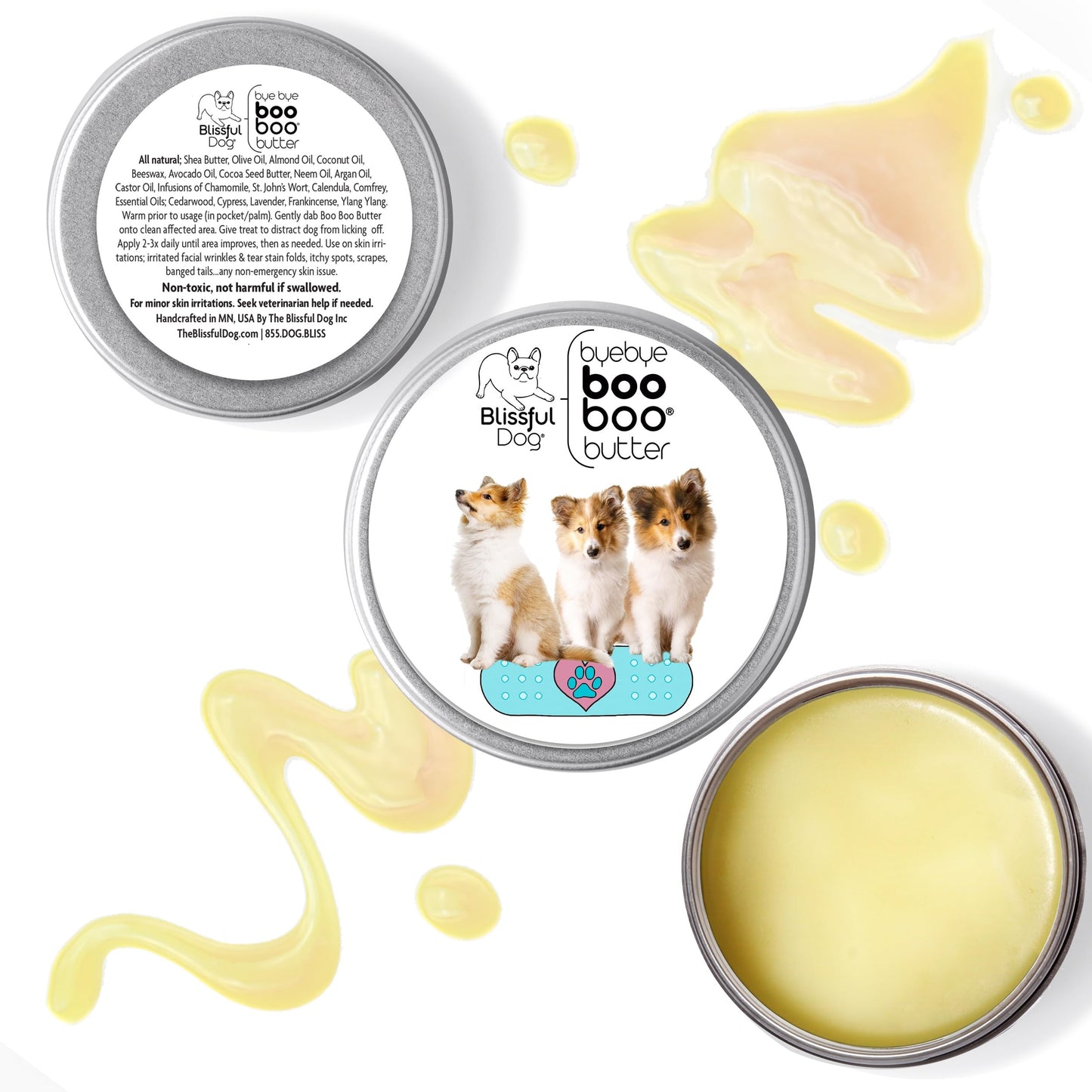 The Blissful Dog 4 oz TIN Shetland Sheepdog Booboo Butter Beauty and Personal Care The Blissful Dog