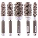 PERFEHAIR Round Thermal Brush Set, Professional Nano Ceramic & Ionic Barrel Hair Styling Blow Drying Curling Brush, 5 Different Sizes
