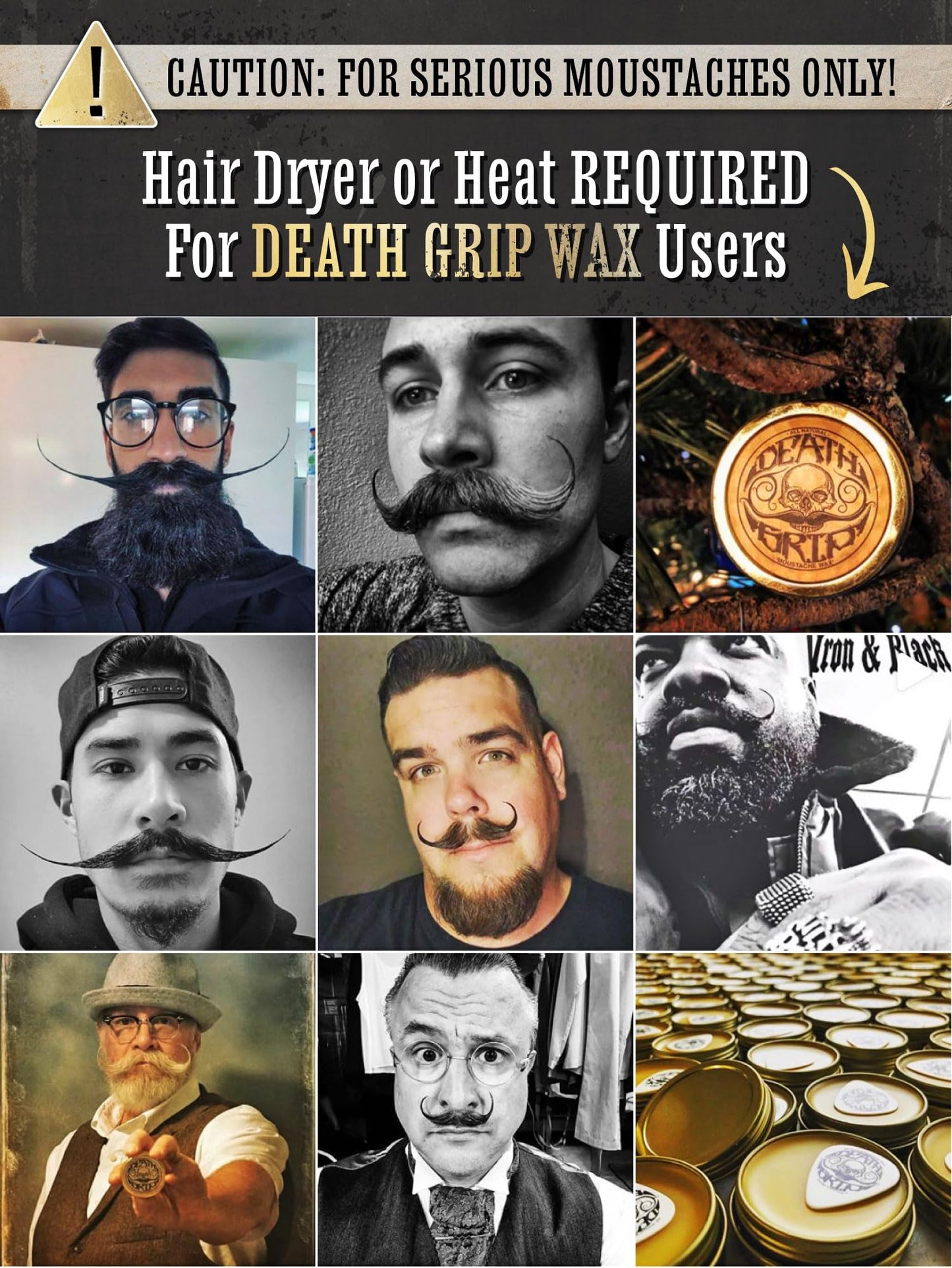 THE VINTAGE GROOMING CO. Mustache Wax Death Grip Extra Strong Hold Moustache Wax