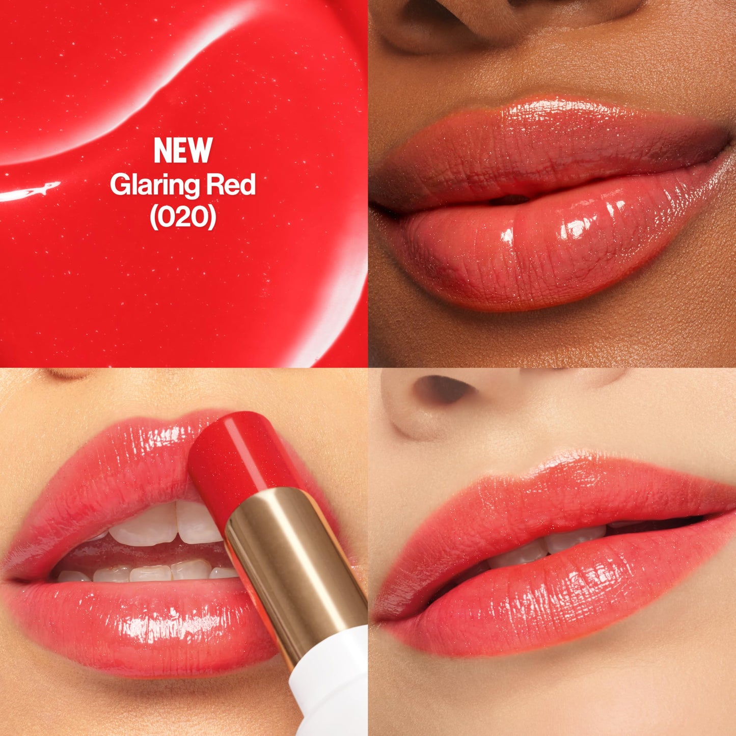 REVLON Super Lustrous Glass Shine Balm, Hydrating Tinted Lip Balm with Hyaluronic Acid, Aloe & Rose Quartz, Light-Medium Red Lipstick, NEW Shade, 020