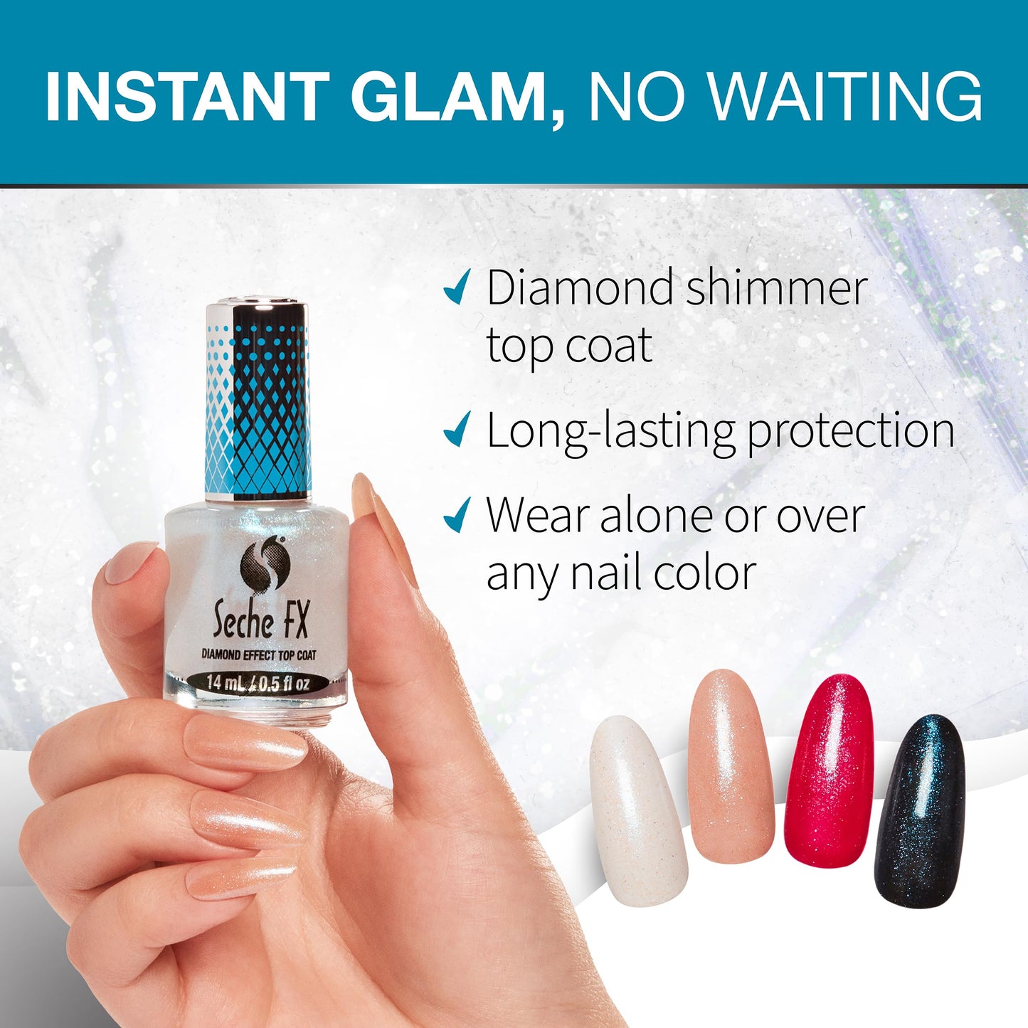 Seche Fx Diamond Effect Top Coat - Blue, Transforming Topper, Long-Lasting Polish Protection 0.5 Fl. Oz Beauty & Personal Care Seche
