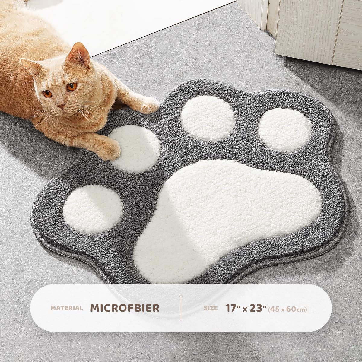 Molesun Paw Shaped Bath Mat, Cute Bathroom Rug Non-Slip, Soft Microfiber Water Absorbent Thick Shower Rug, Machine Washable Bath Rug for Bathroom…