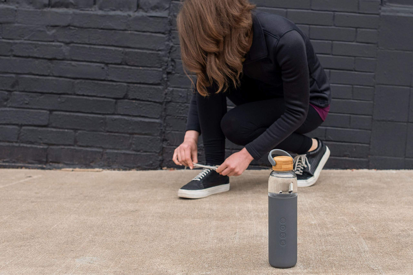 Full Circle 25 oz. Glass Water Bottle - Gray - DTC