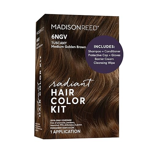 Madison Reed Radiant Hair Color Kit - 6NGV Medium Golden Brown (Tuscany Brown), Salon-Quality Permanent Hair Dye, Superior Gray Coverage & Dimensional
