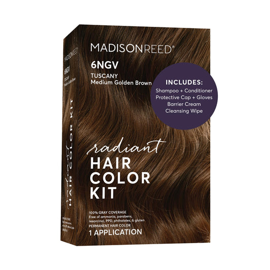 Madison Reed Radiant Hair Color Kit - 6NGV Medium Golden Brown (Tuscany Brown), Salon-Quality Permanent Hair Dye, Superior Gray Coverage & Dimensional