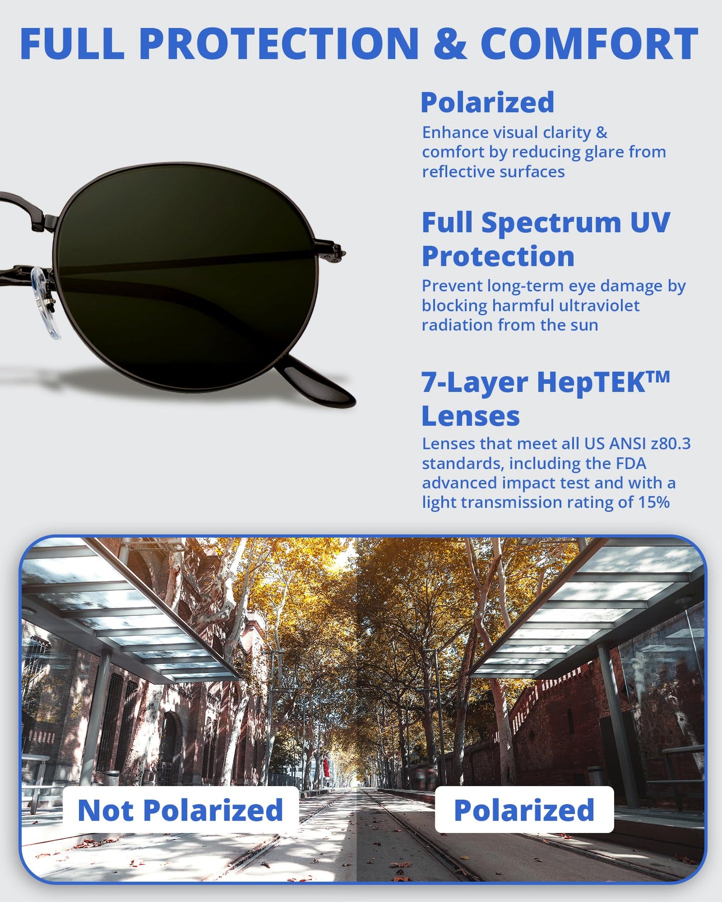 Round Folding Sunglasses Polarized, UV400, UVA, UVB Protection for Men Women, Folding Sunglasses Leather Case