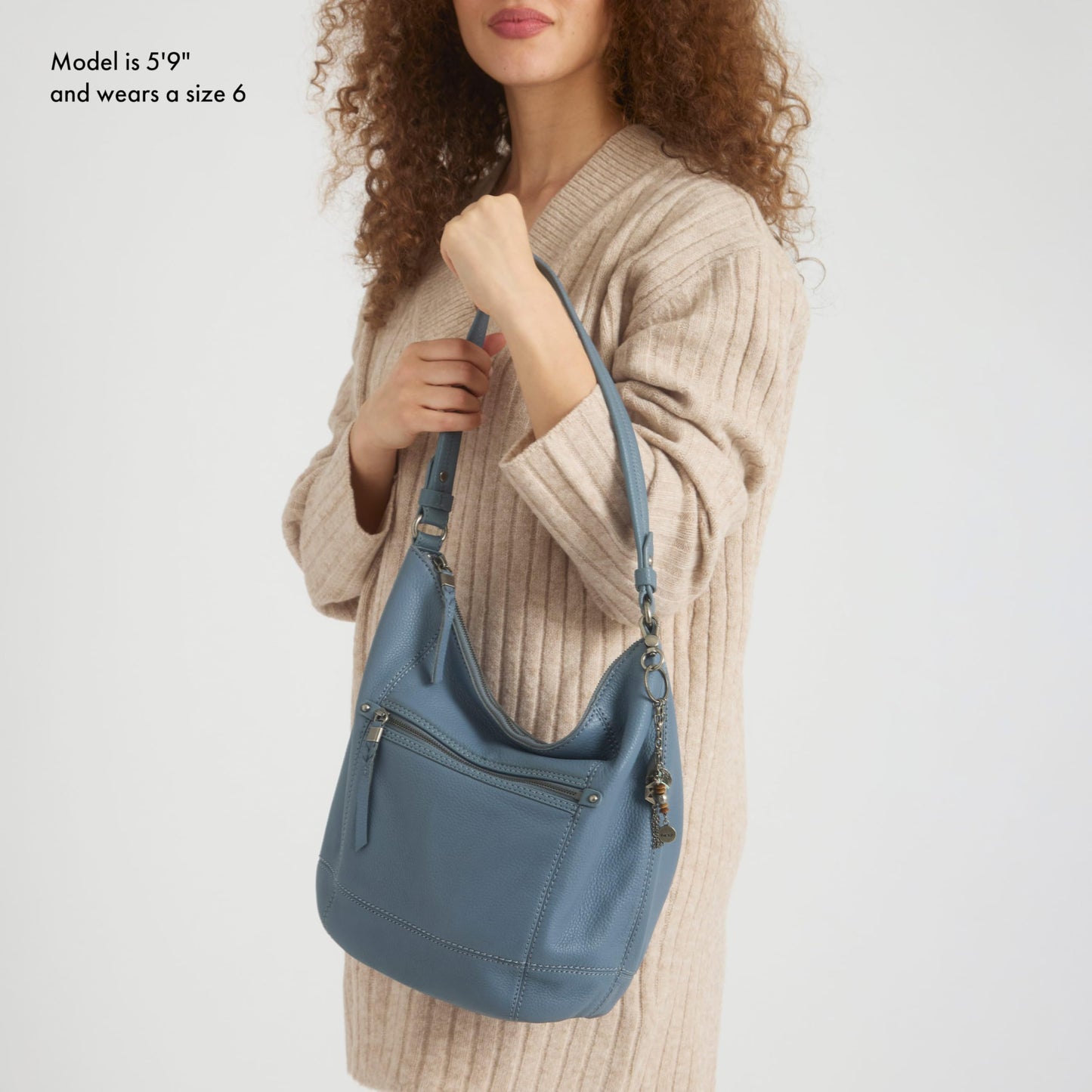 The Sak Sequoia Hobo Bag in Leather, Single Shoulder Strap, Maritime