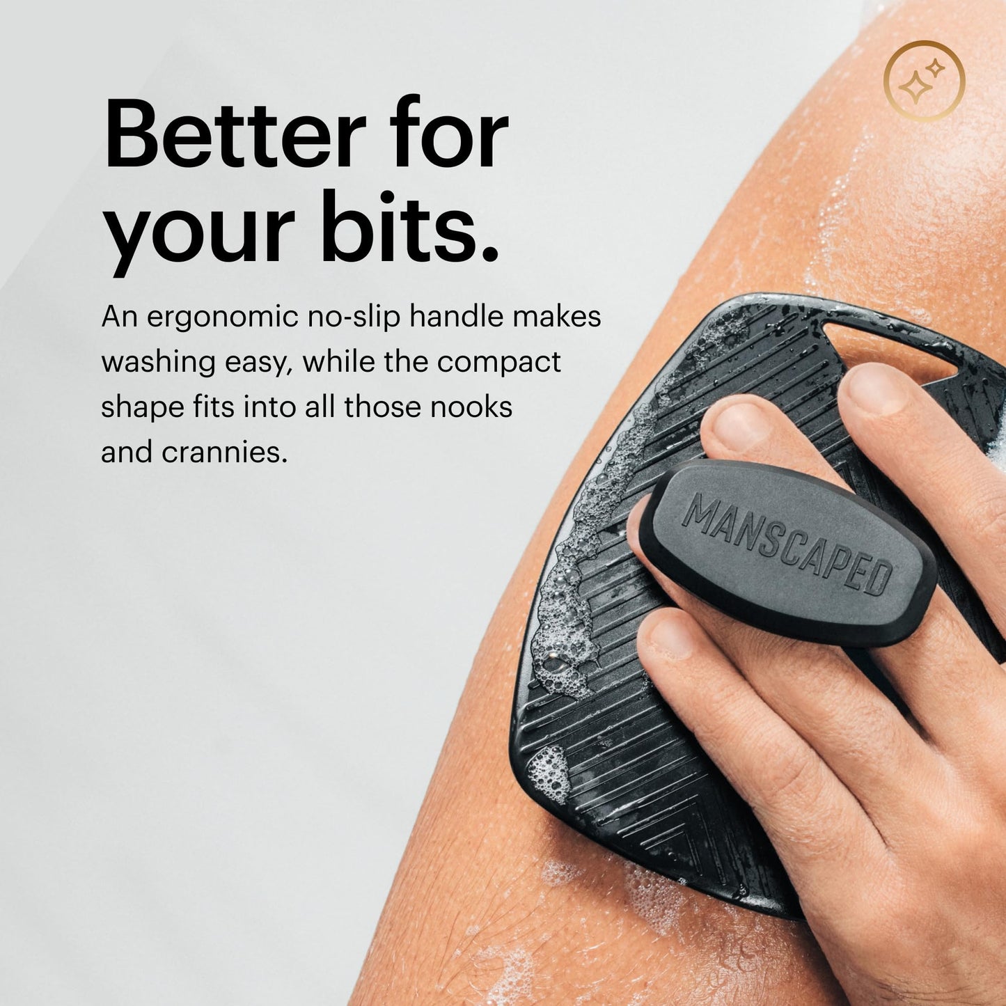 MANSCAPED® The Body Buffer Premium Silicone Scrubber for Nourishing, Cleaning & Exfoliating Your Skin - Lather Boosting Bristles with Ergonomic