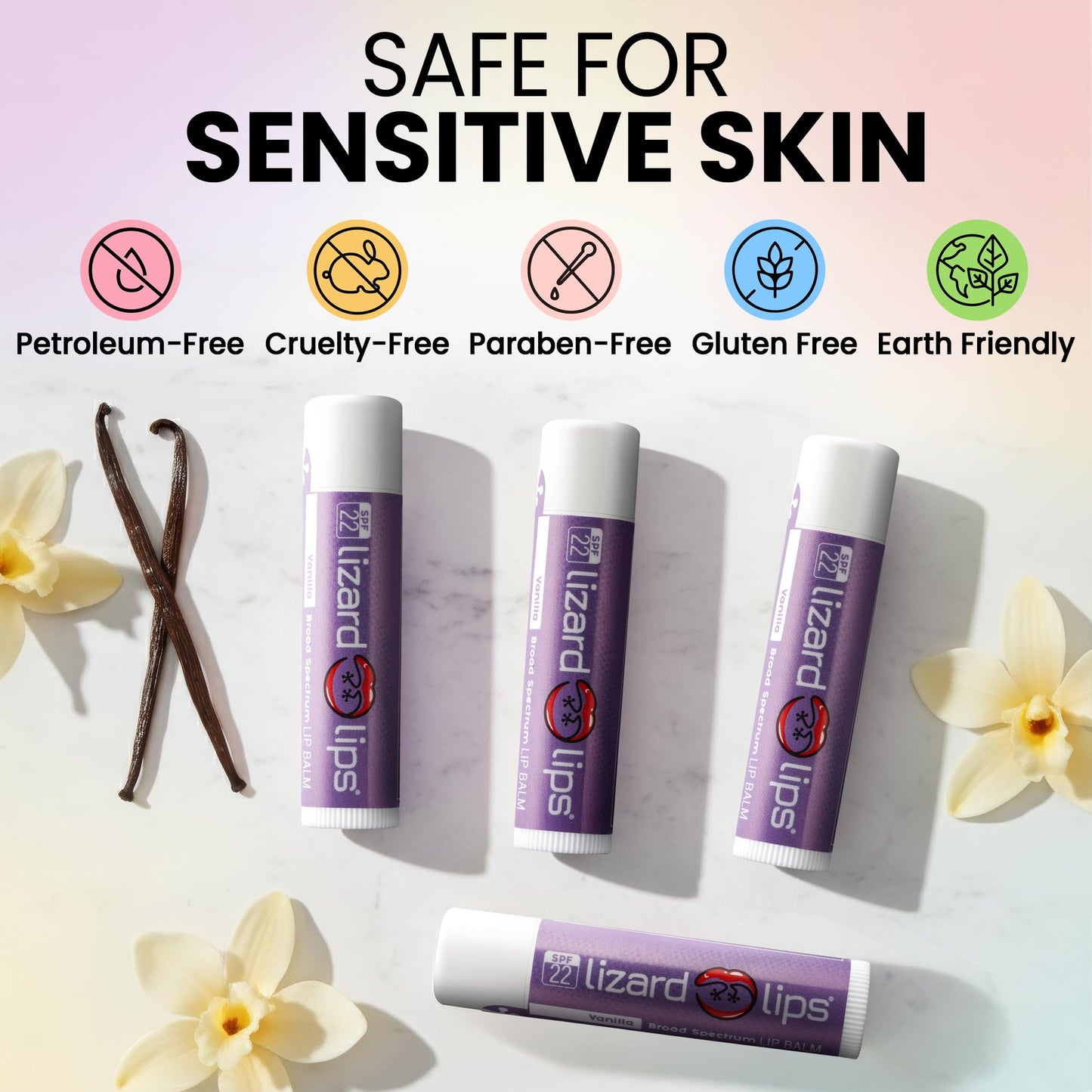 Lizard Lips SPF 22 Lip Balm - Original Vanilla 4 Pack (4)