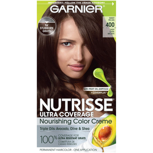 Garnier Nutrisse Ultra Coverage Hair Color, Deep Dark Brown (Sweet Pecan) 400 (Packaging May Vary), Pack of 1 Beauty & Personal Care Garnier
