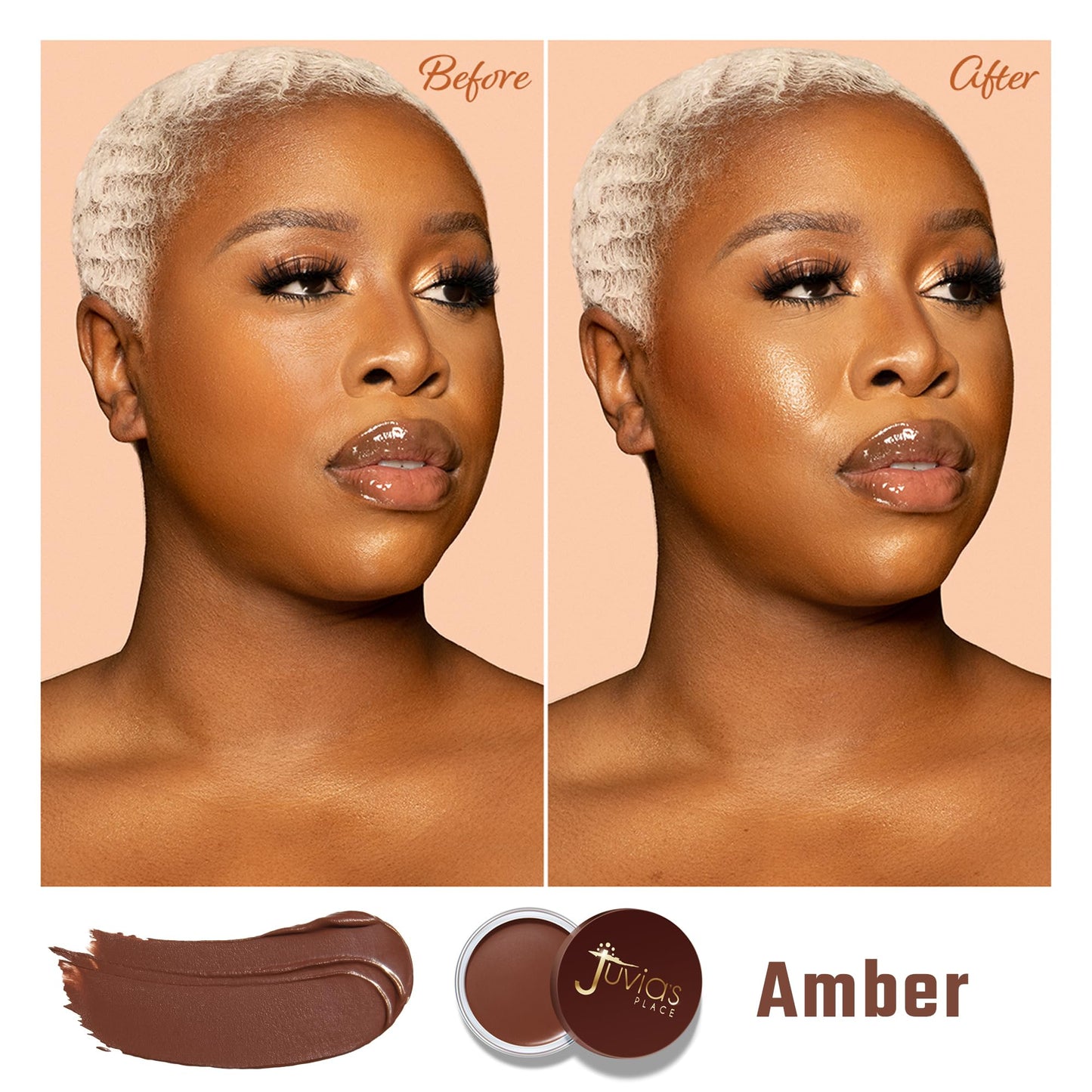 Juvia's Place Bronzed Cream Bronzer - Amber - Smooth Cream Bronzer Pot for Sun-Kissed Glow & Warmth, Buildable & Blendable Makeup Contour