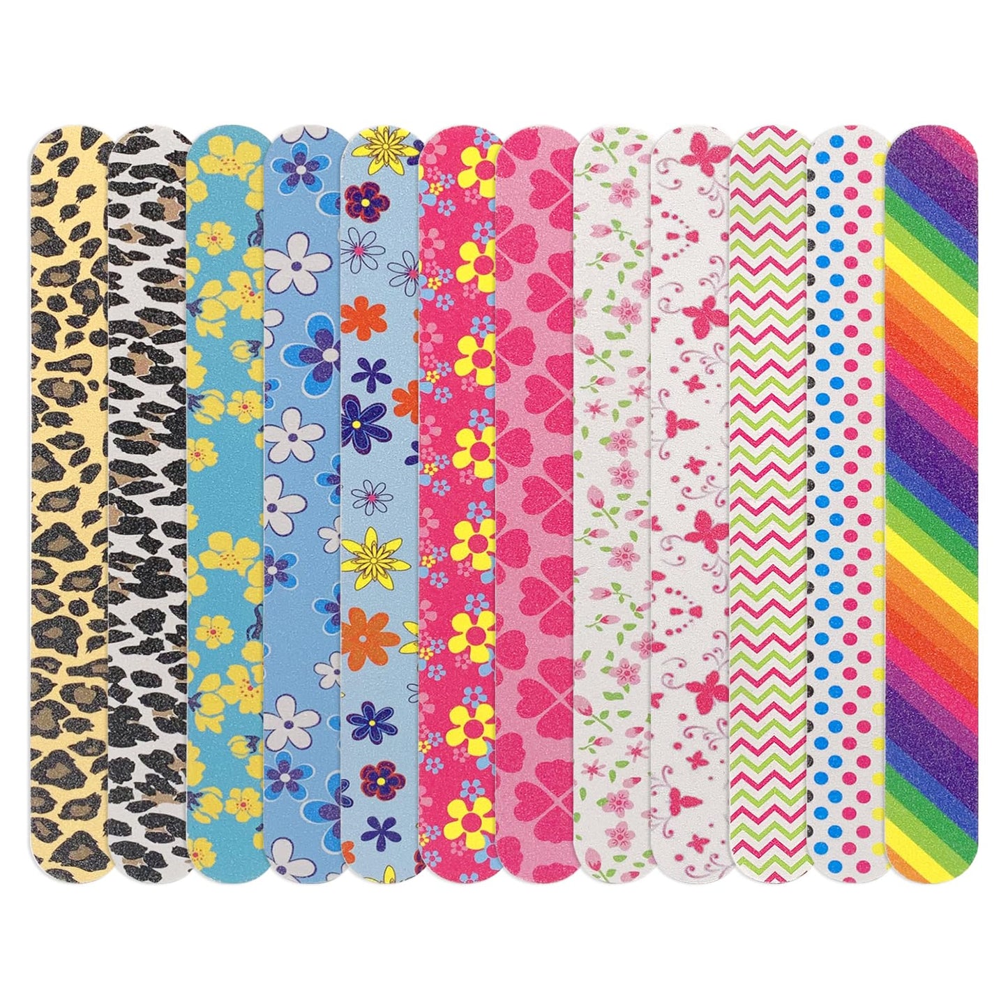 LNAUJS 12PCS Professional Double-Sided 100/180 Grit Nail Files Colorful Manicure Pedicure Tools Beauty and Personal Care LNAUJS Default Title