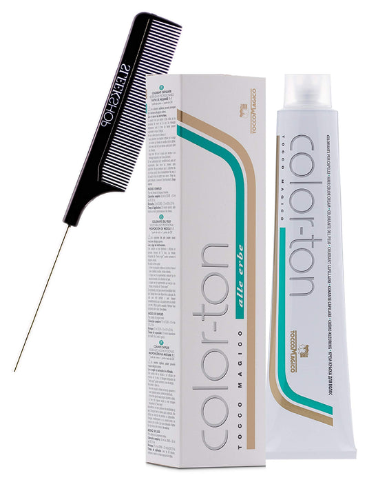 Tocco Magico Color-Ton Alle Erbe Permanent Hair Color Cream (w/Sleek Steel Pin Rat Tail Comb) Haircolor Dye Creme (IVORY ICE / 1008) Beauty & Personal Care Tocco Magico