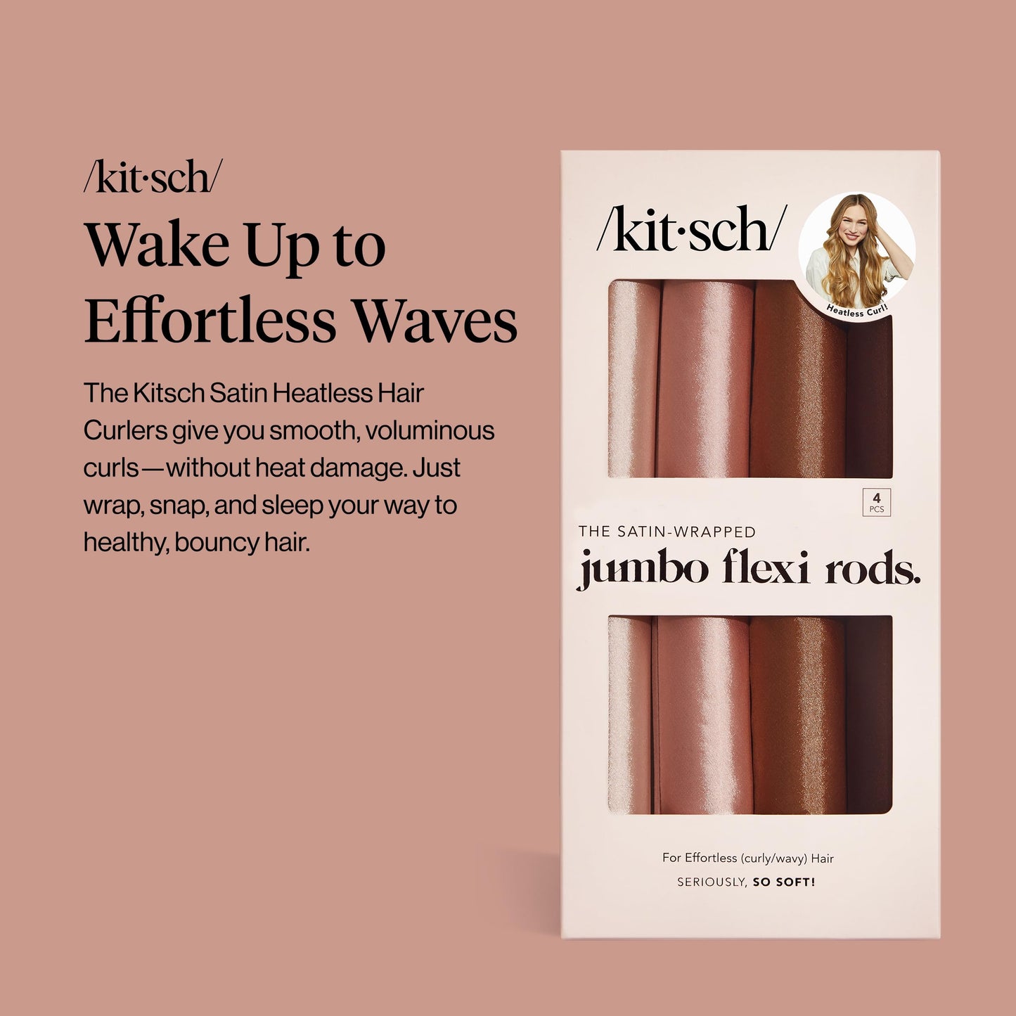Kitsch Satin Jumbo Flexi Rods, Heatless Curling Rods - No Heat Curls Overnight, Comfortable Hair Curlers to Sleep In for Frizz-Free and No Heat Damage Beauty and Personal Care Kitsch