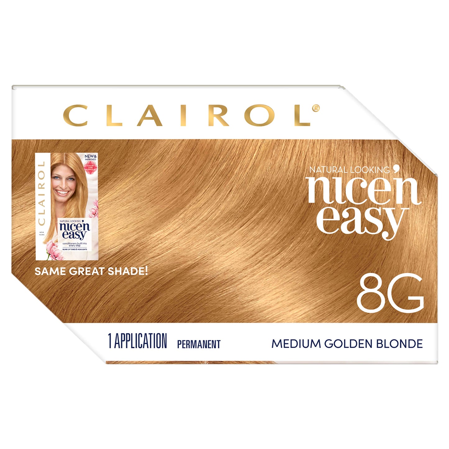Clairol Nice'n Easy Permanent Hair Dye, 8G Medium Golden Blonde Hair Color, 3 Count