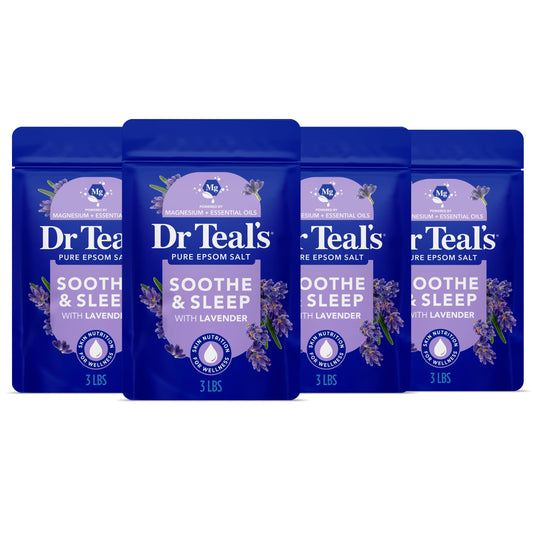 Dr Teal's Pure Epsom Magnesium Salt Soak, Soothe & Sleep with Lavender, 3 lb (Pack of 4) Beauty and Personal Care Dr Teal's