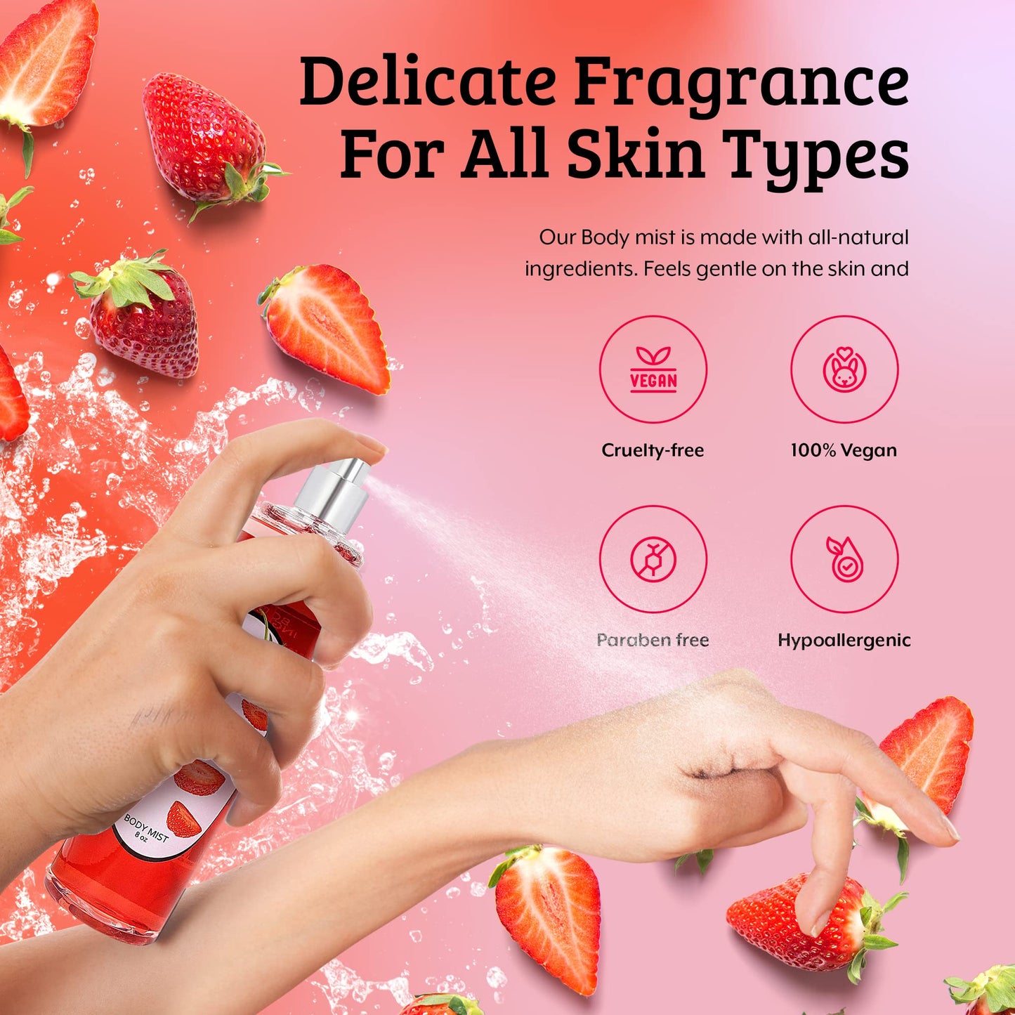 Freida and Joe Luxurious Scented Strawberry Fragrance Body Mist A Sophisticated 8 oz Gift Stocking Stuffer Exquisitely Crafted for Women's Sublime Beauty & Personal Care Freida and Joe