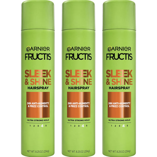 Garnier Fructis Style Sleek and Shine Anti-Humidity Hairspray, Ultra Strong Hold, Frizz Protection 8.25 Oz, 3 Count (Packaging May Vary) Beauty & Personal Care Garnier