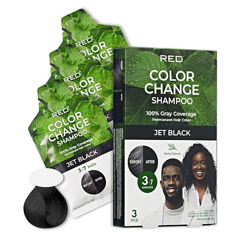 Red by Kiss Color Change Shampoo - Permanent Hair Color with 100% Gray Coverage, Quick 7-10 Minute Formula, No Tools Needed, Herbal Extracts, Includes