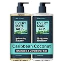Every Man Jack Men's Shampoo and Conditioner Set - Caribbean Coconut - Sulfate Free - Made w/Plant Powered Moisturizing Ingredients like Coconut