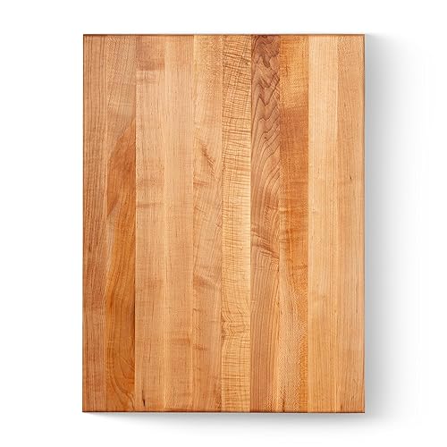 John Boos RA-Board Series Rectangular Wooden Maple Cutting Board 24”x18” - 2.25” Thick, 30-lb Reversible Butcher Block with Edge-Grain & Finger Grips…