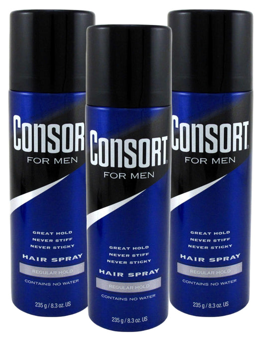 Consort Hair Spray 8.3 Ounce Regular Hold Aerosol (Pack of 3)