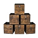 SONGMICS Storage Cubes, Set of 6 Storage Bins with Handles, Foldable Oxford Fabric and Non-Woven Fabric Storage Boxes, 13x13x13 Inches, Fit Cube…