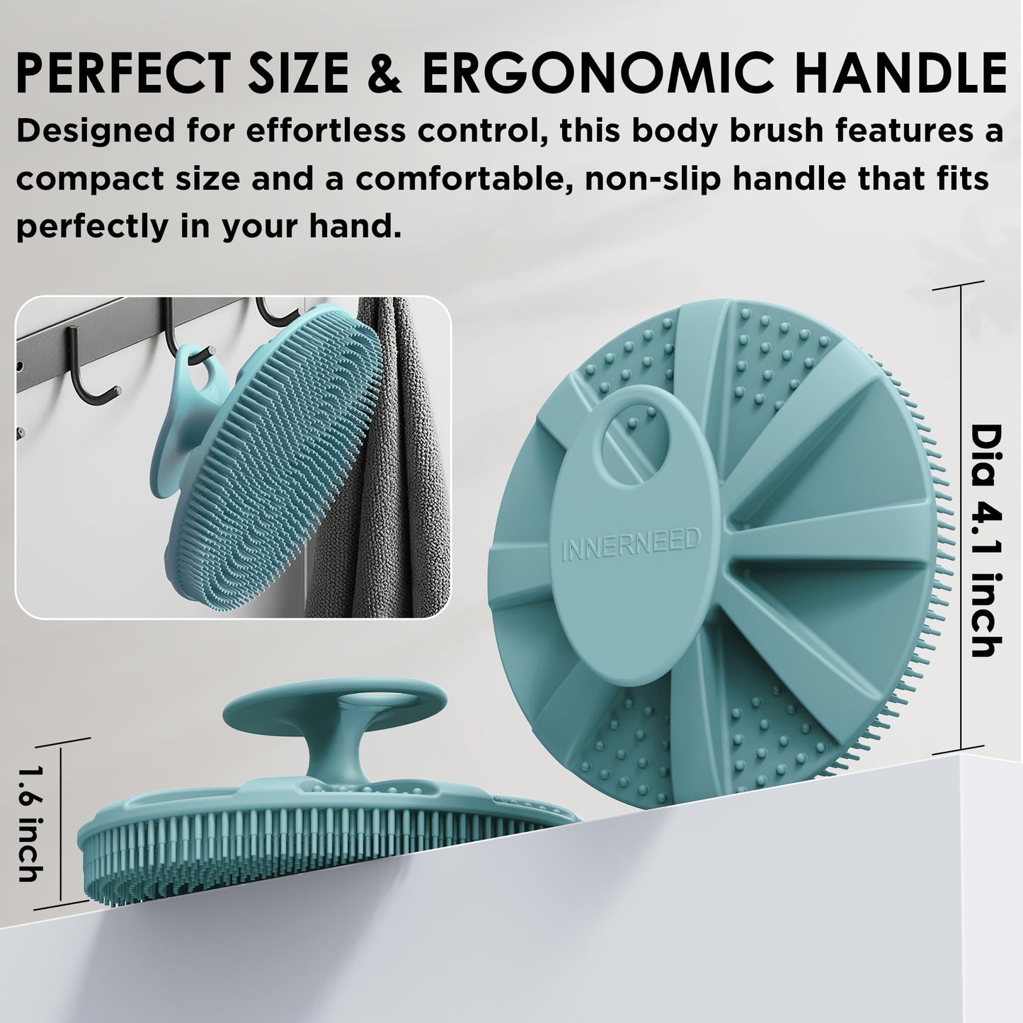 INNERNEED Food-Grade Soft Silicone Body Scrubber Shower Brush Handheld Cleansing Skin Brush, Gentle Exfoliating and Lather Well (Pack of 3) Beauty and Personal Care INNERNEED