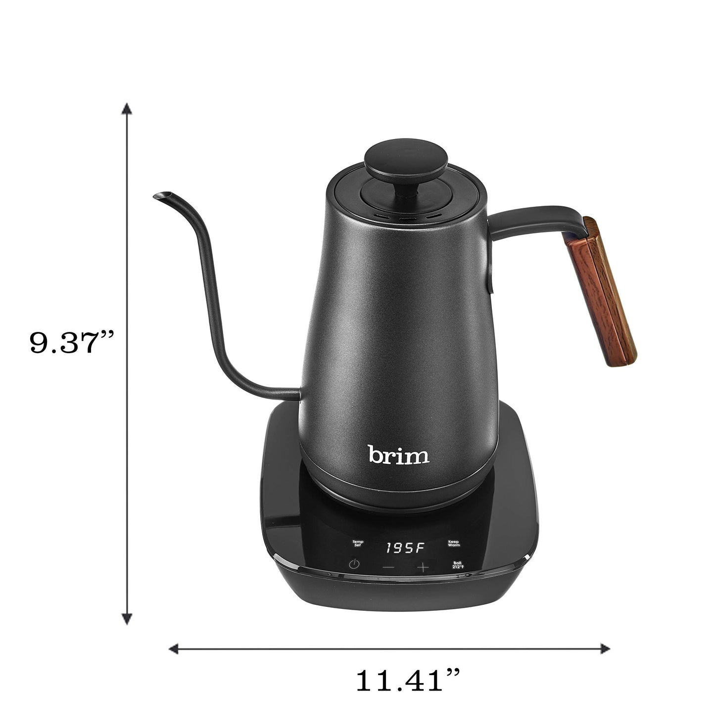 brim Temperature Control Electric Gooseneck Kettle with Capacitive Touch, Black