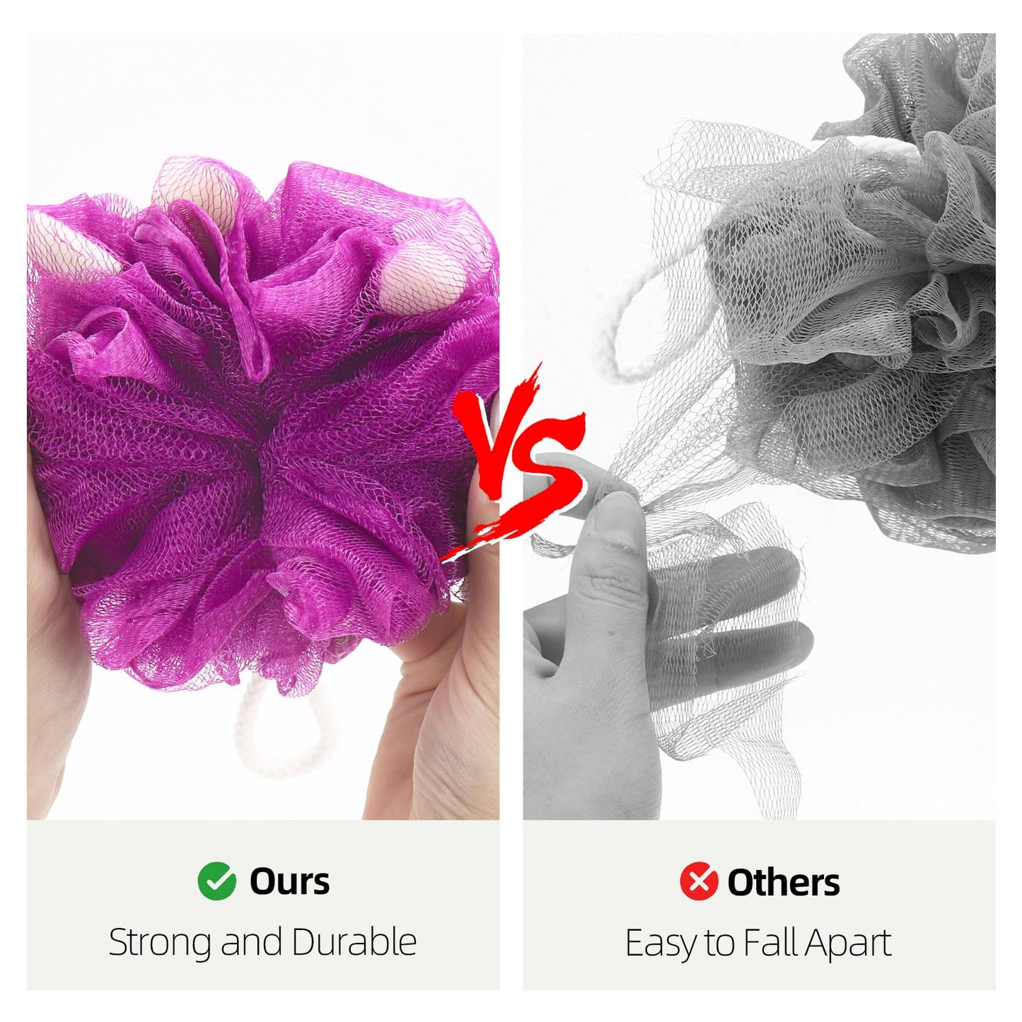 BTYMS Premium Mesh Poufs (65g/pcs) Bath Sponges Shower Loofahs Exfoliating Shower Puff - Great for Body Wash Pack of 4