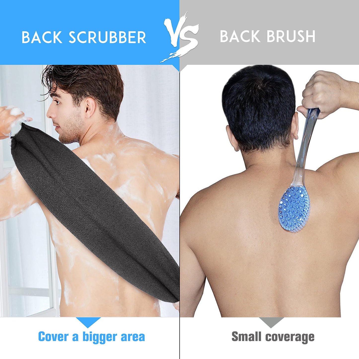 Evridwear Exfoliating Back Scrubber with Handles Two Sides for Body Shower Deep Cleans Skin Massages Invigorating Blood Circulation Men Women One Size