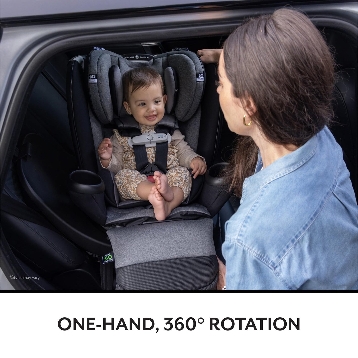 Evenflo Gold Revolve360 Extend All-in-One Rotational Car Seat with SensorSafe (Moonstone Gray)