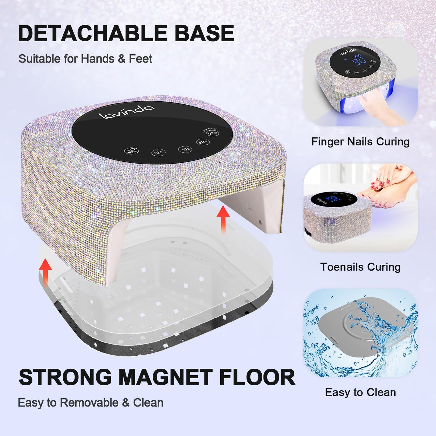 Lavinda UV LED Nail Lamp 54W – Rechargeable Cordless Gel Nail Dryer with 4 Timers, Auto Sensor & Display, Quick Dry for Salon & Home